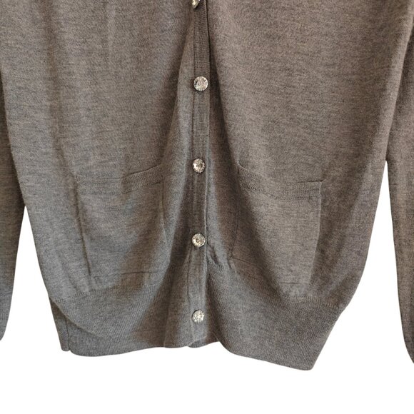 Isabelle Wen 100% Grey Cashmere Crystal Buttons Cardigan S - Picture 2 of 8